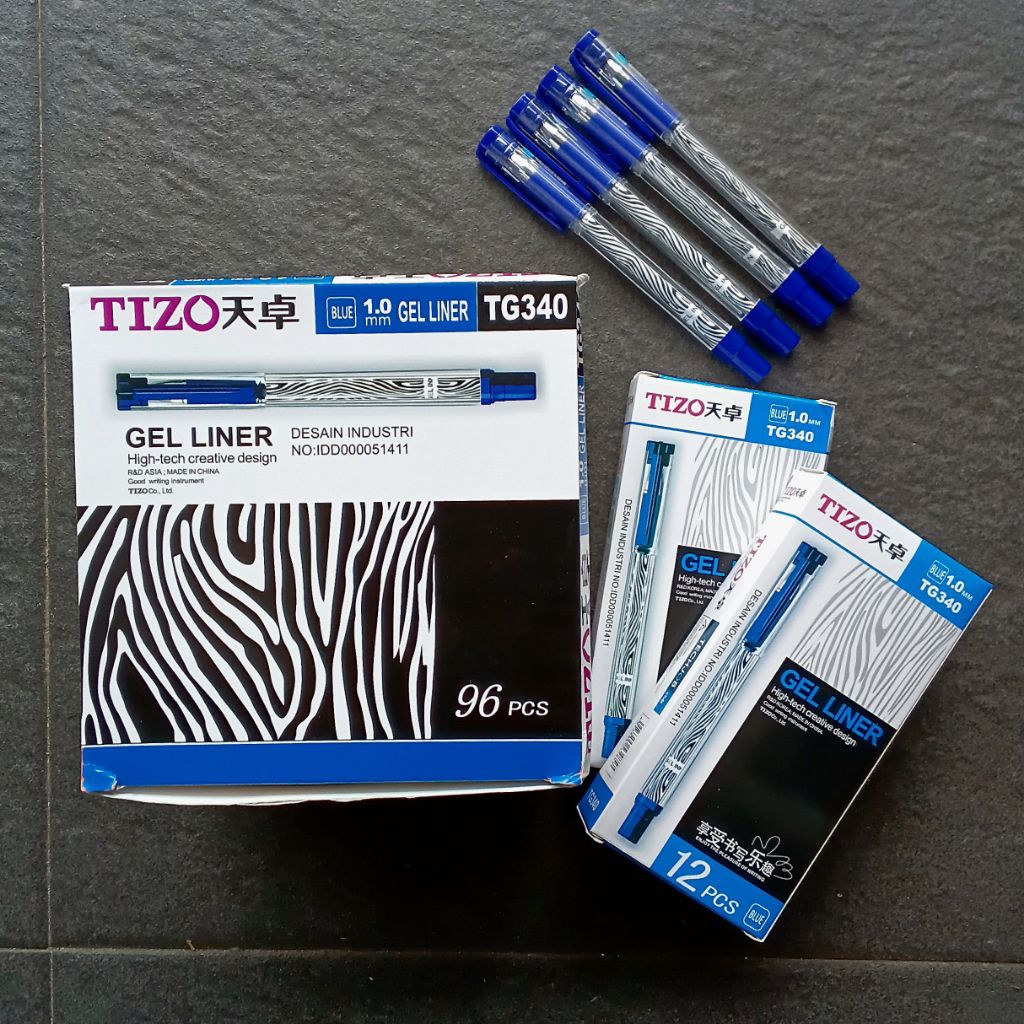 Pulpen Pen TIZO Paket Pulpen Gel TIZO TG-340 Warna Biru Isi 8 Pcs