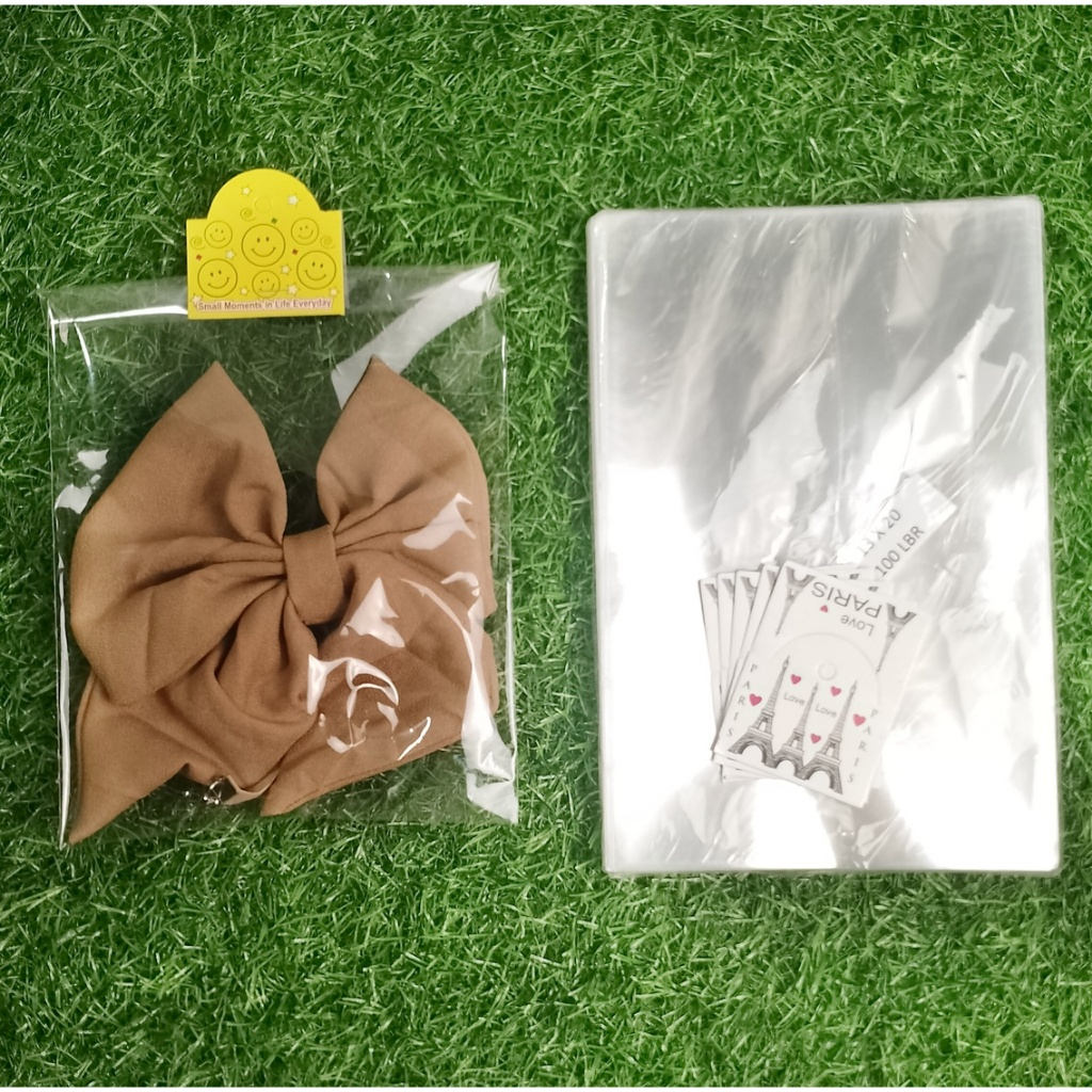 100 set Plastik dan Kertas Label Aksesoris Konektor Pita Kemasan Plastik Aksesoris