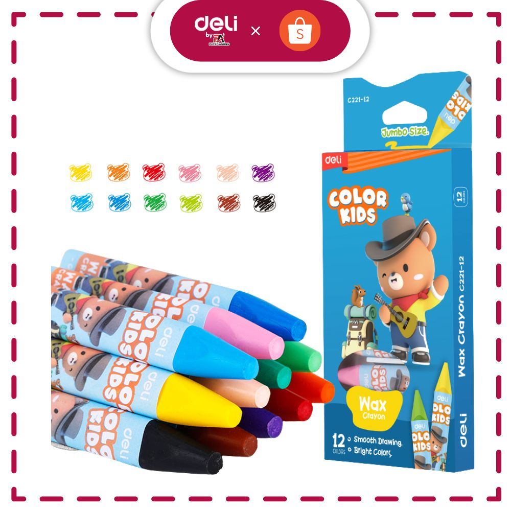 

Deli Wax Crayon / Krayon Lilin EC221-12