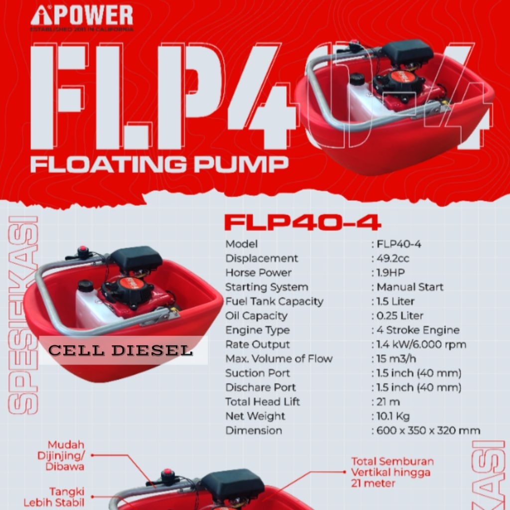 POMPA APUNG FLOATING PUMP 4 TAK AIPOWER