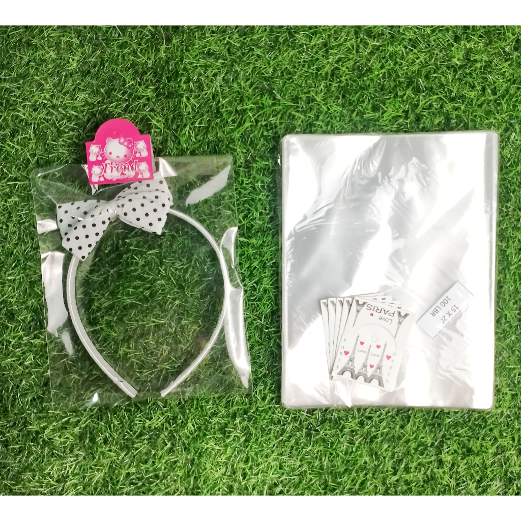 100 set Plastik dan Kertas Label Aksesoris Bando Kemasan Plastik Aksesoris