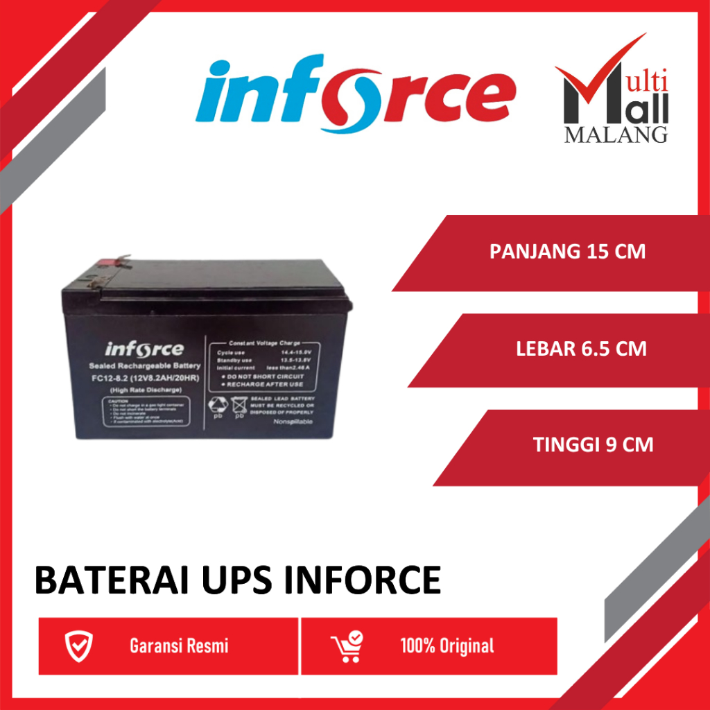 BATERAI UPS INFORCE BATTERY 12 V / 8.0 AH 12V/ 8 AH 8.2 AH