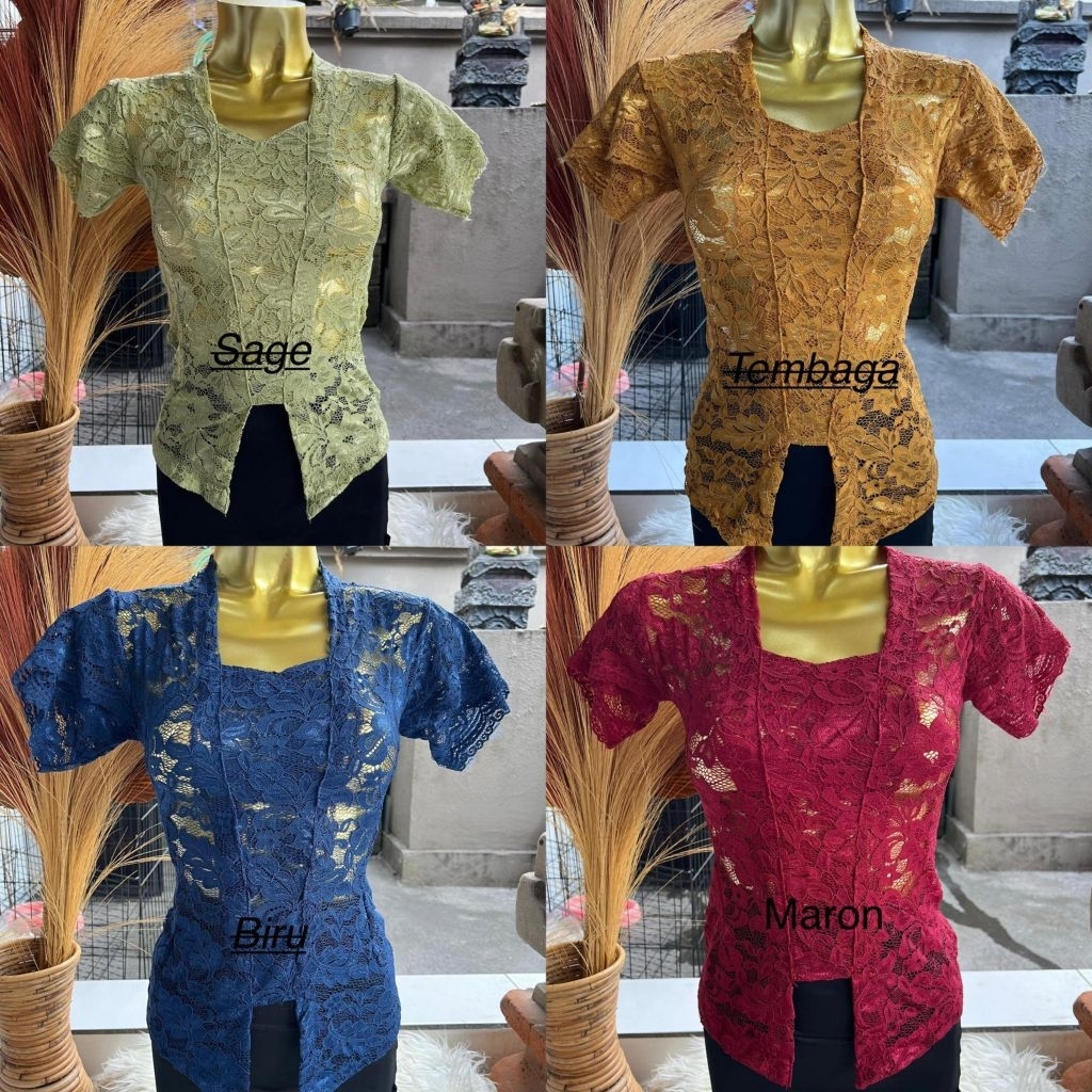 Kebaya bali brokat strait sofia/kebaya brokat strait/kebaya sofia/kebaya brokat bali LENGAN PENDEK L