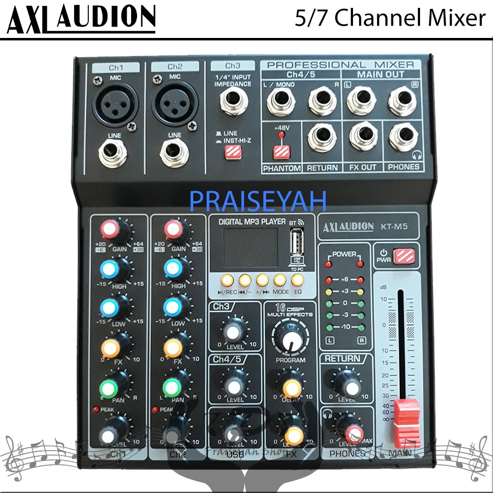 AXL Audion Professional Mixer 5/7 Channel KT-M5