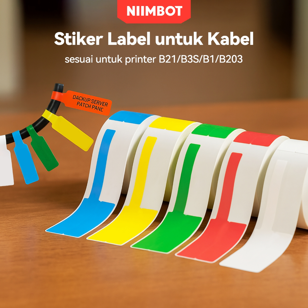 

Kertas Label Kabel NIIMBOT B1/B21/B3S/B21PRO/B31, Tahan Air Gores, dengan Teknologi Thermal Transfer