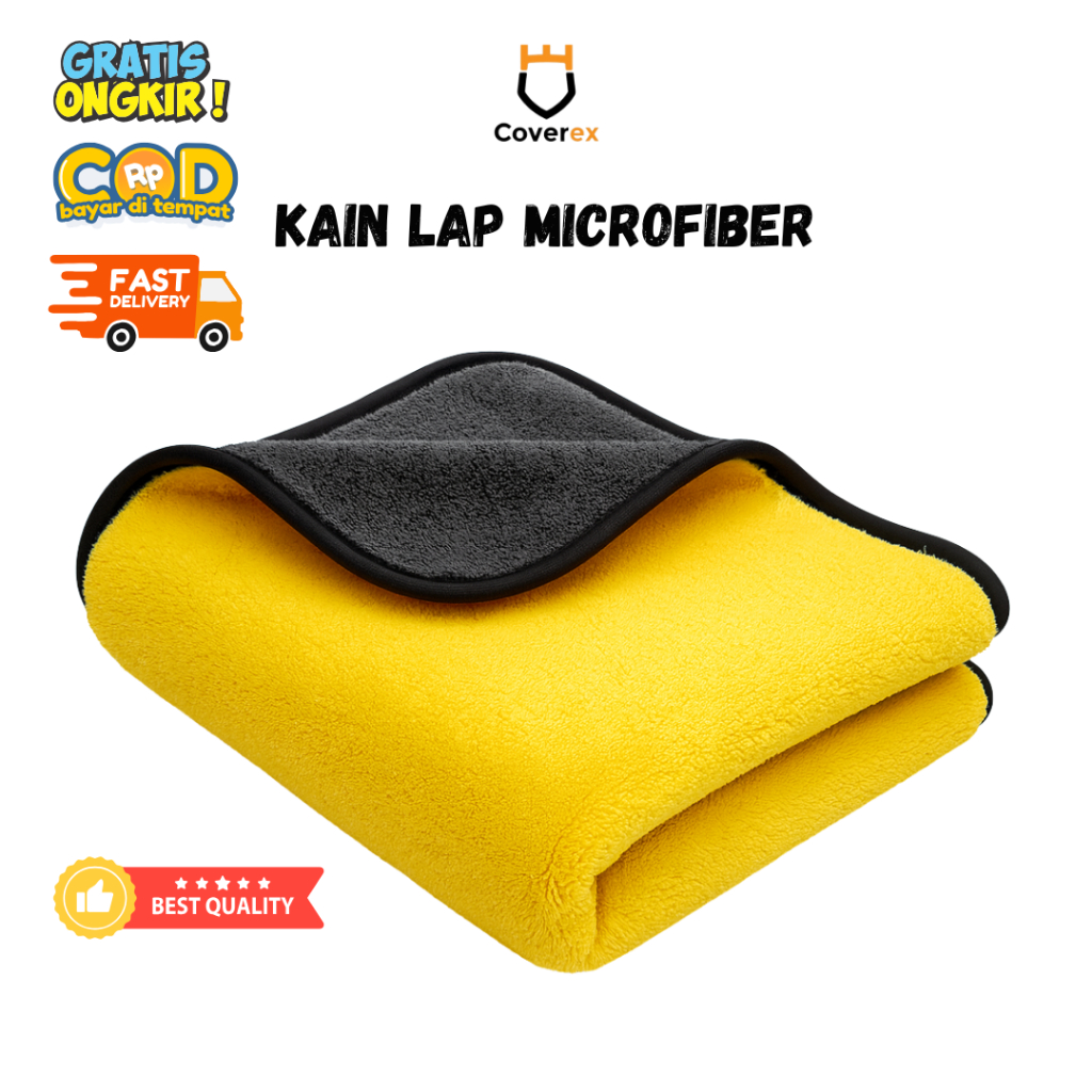 Coverex Lap Microfiber Premium Serat Halus Serbaguna Kain Lap Mobil Motor Kaca Dapur Anti Gores