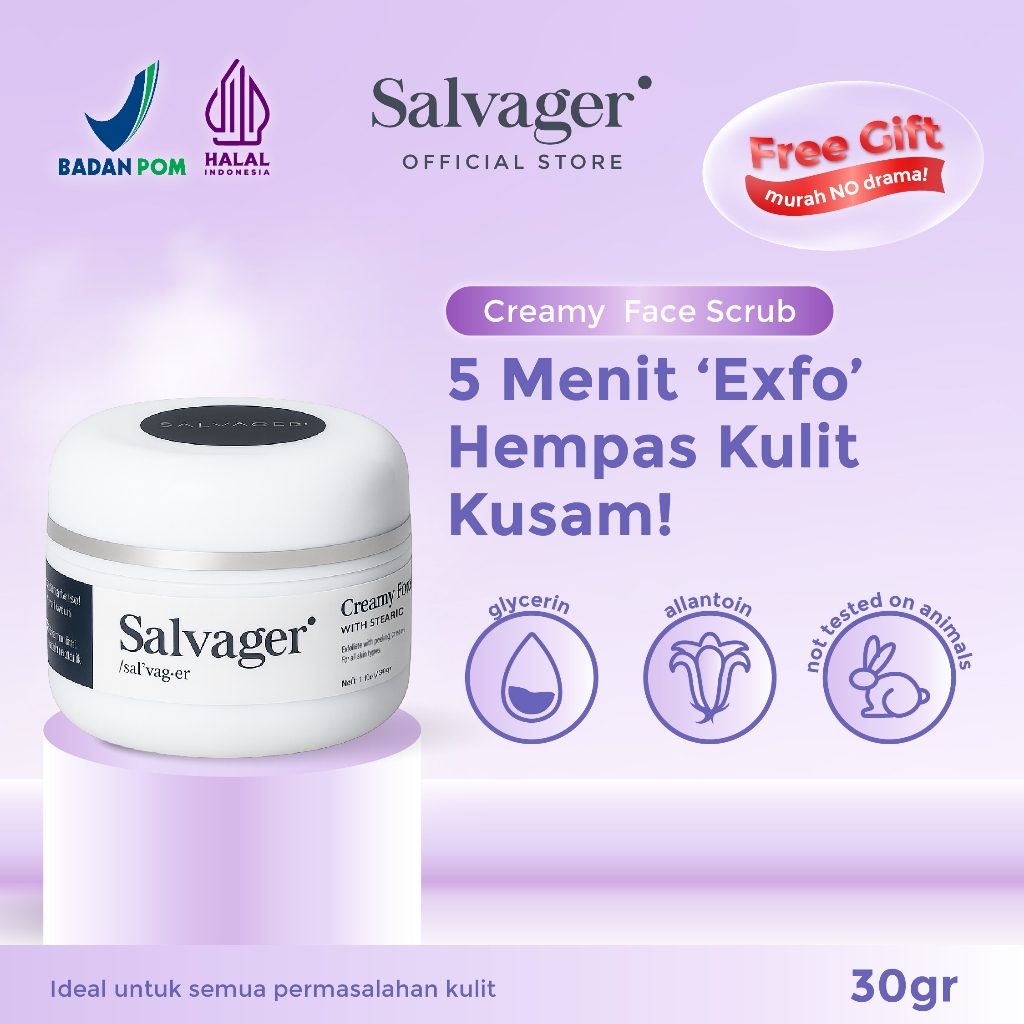 Salvager Creamy Face Scrub Glycerin Peeling Exfoliating BPOM