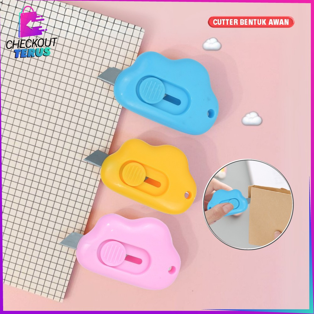 

CT C953 Cutter Mini Lucu Bentuk Awan Portable Alat Tulis Kantor Pisau Kartun Alat Bantu Potong Kertas Cutter Mini Model Lucu