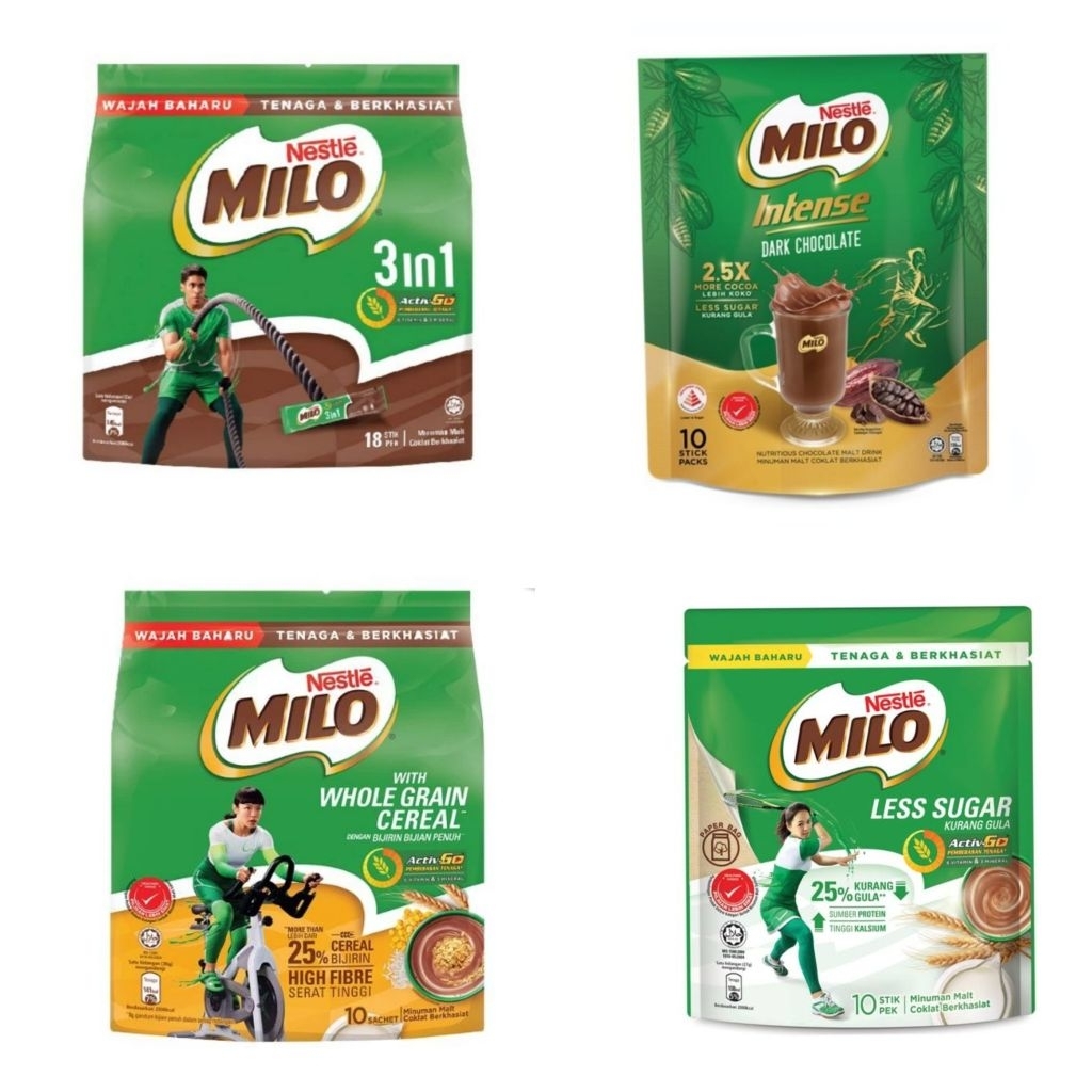 

Milo active go milo 3in1 milo less sugar milo dark chocolate