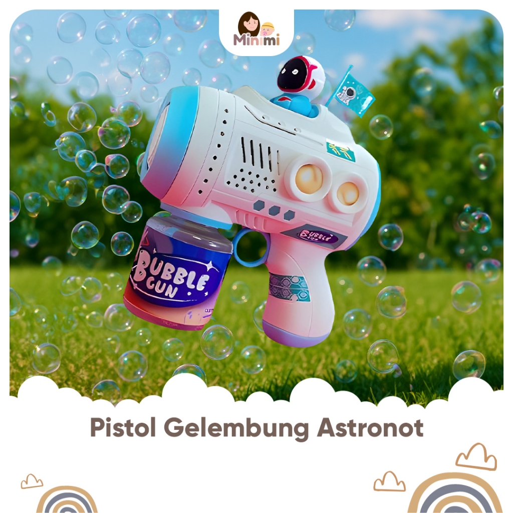 MINIMI Mainan Gelembung Astronot Pistol Bubble Sabun Otomatis