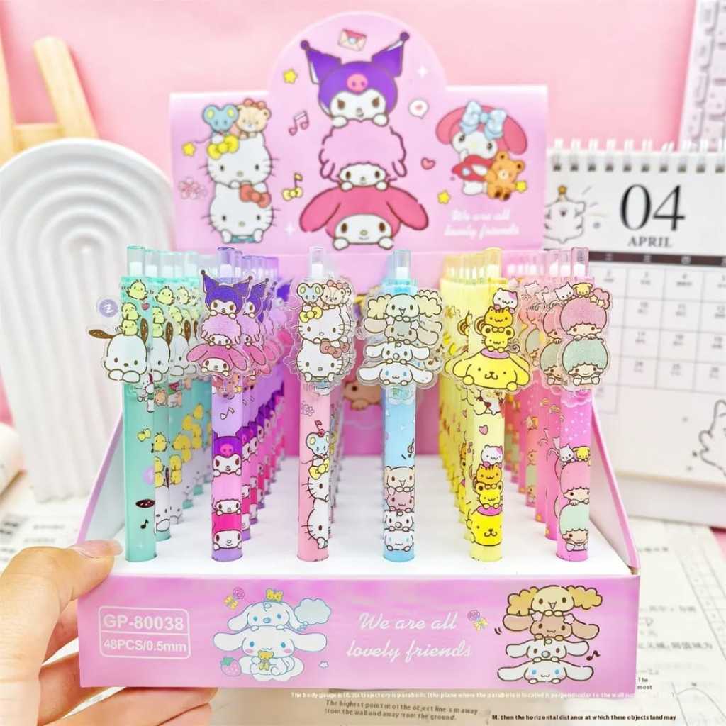 

( 6 Pcs ) Pulpen Anak Karakter Sanrio Friends / Pena Cair Sekolah / Pena Klip Anak Sekolahan