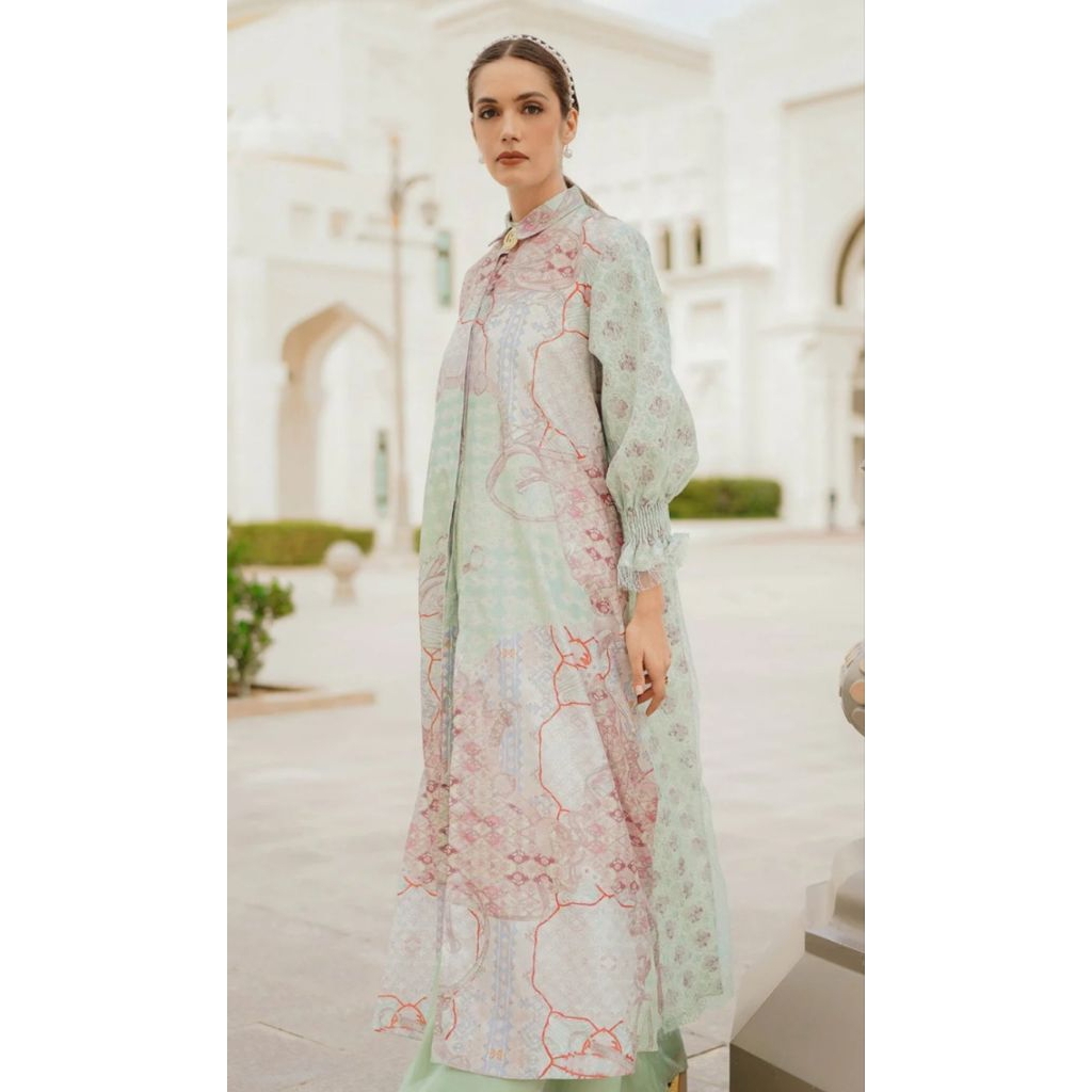 Benang Jarum Festive Puffy Lace Dress - Green (XS)