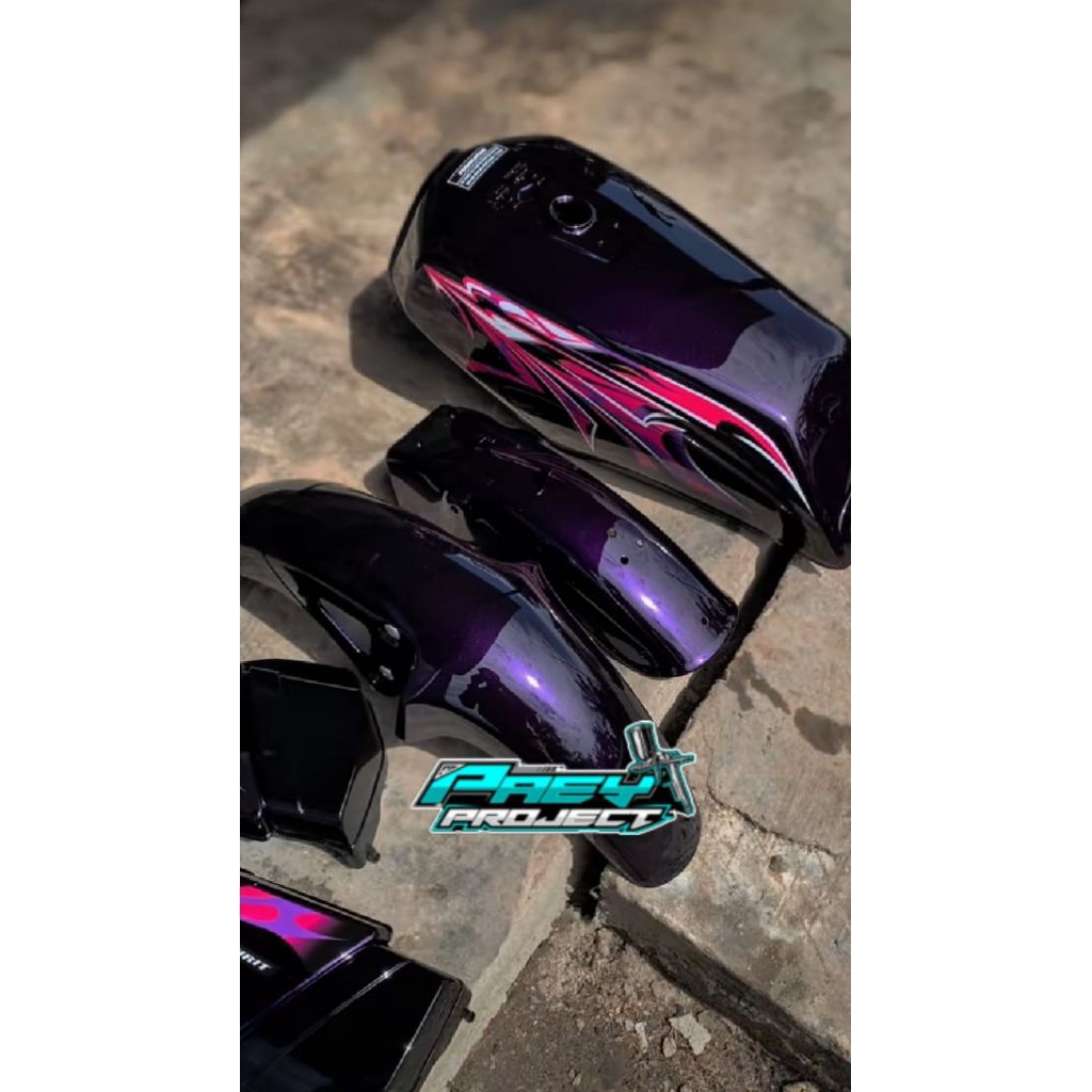 paket komplit body set tangki Rx king warna Moonlight ungu hitam lembayung ungu. body set tangki Rx 