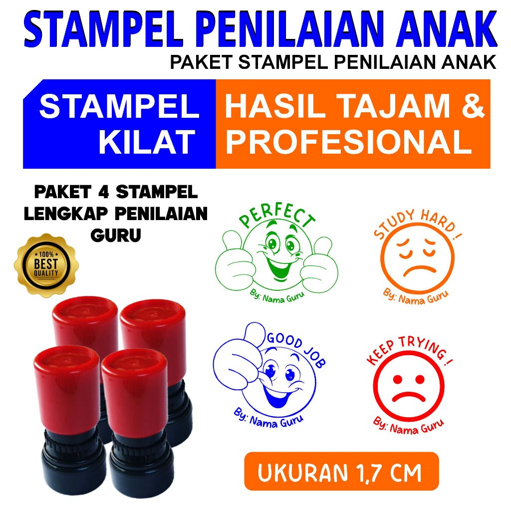 

Stampel Custom Penilaian Guru PAUD/ TK / SD - Stampel Emoji Rewad Sudah Sepaket