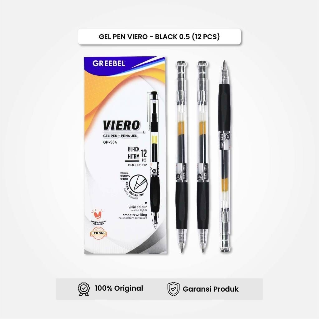 

Greebel Gel Pen Pulpen Pena GP 504 Viero 0.5 Hitam [ Pack ]