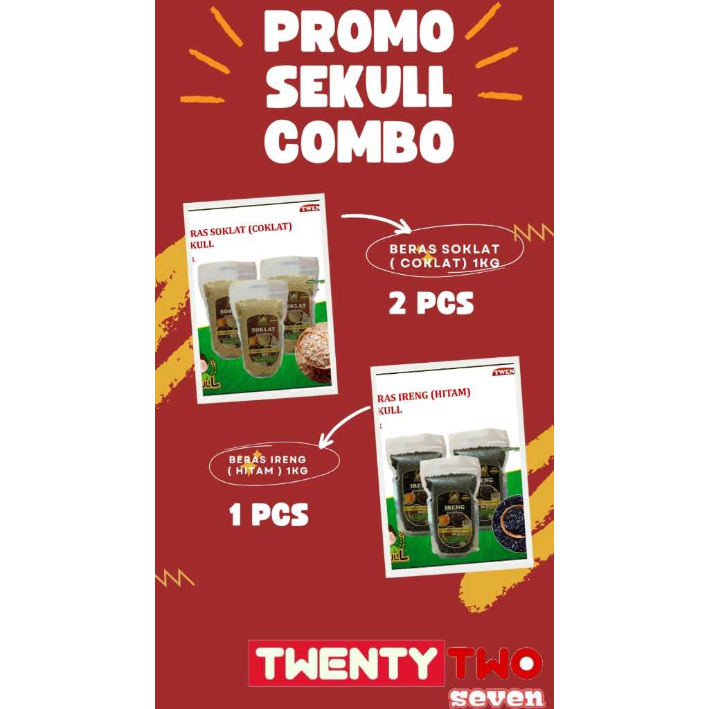 

Promo Combo Hemat Sekull Beras Organik 1 kg ( Beras Soklat 2 Pcs , Ireng 1 Pcs )