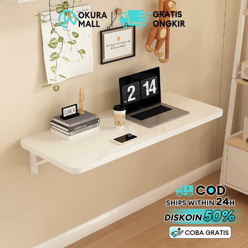 Meja Lipat Dinding Meja Lipat Portable Meja Belajar Minimalis Meja Tempel Laptop Kerja Estetik