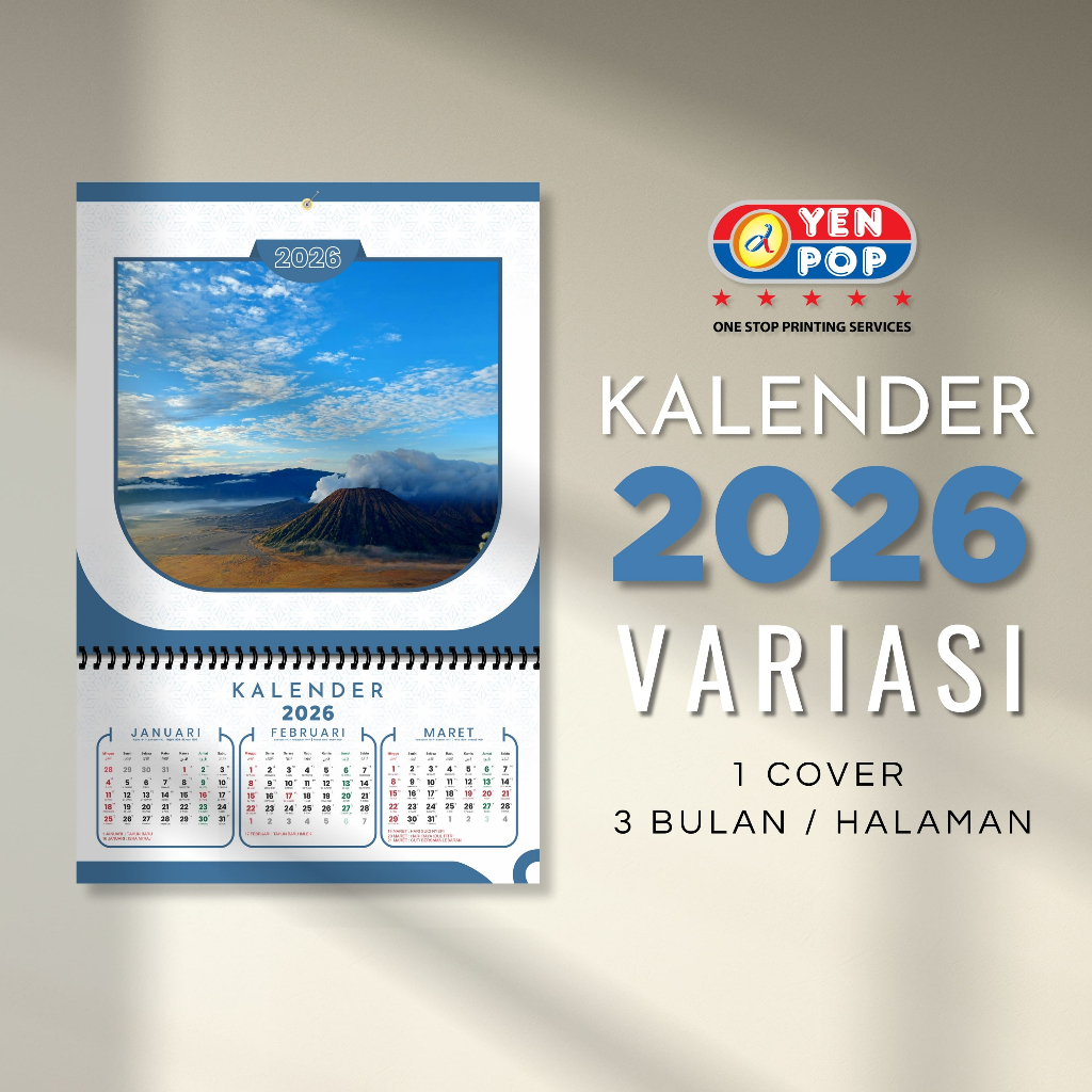 

Kalender Dinding Variasi 2026 3 Bulanan Premium Full Color Unik Aesthetic