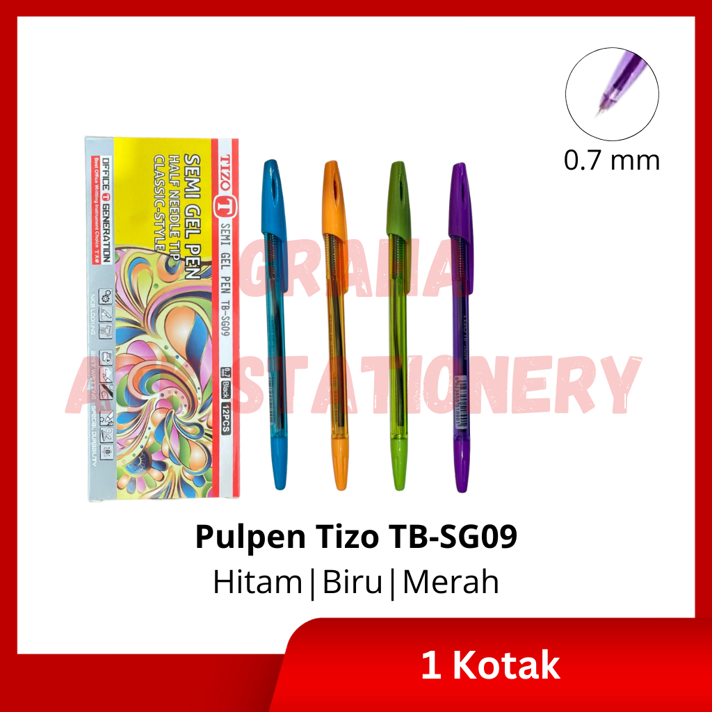 

[1 Kotak] Pulpen Tizo TB-SG09 / Semi Gel Pen 0.7mm Tizo TB-SG09