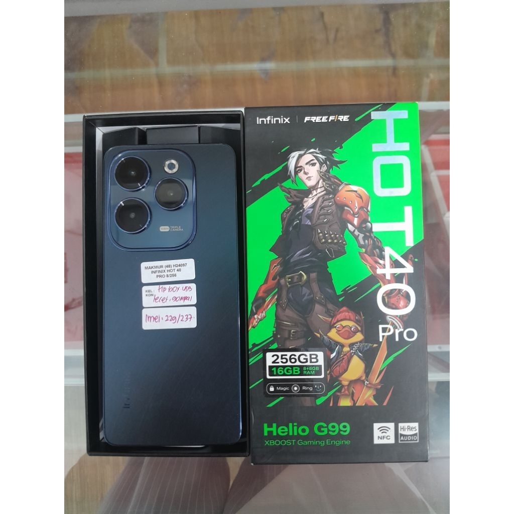 Hp smartphone INFINIX HOT 40 PRO RAM 8/256 GB, FULLSET/SECOND 100% ORIGINAL