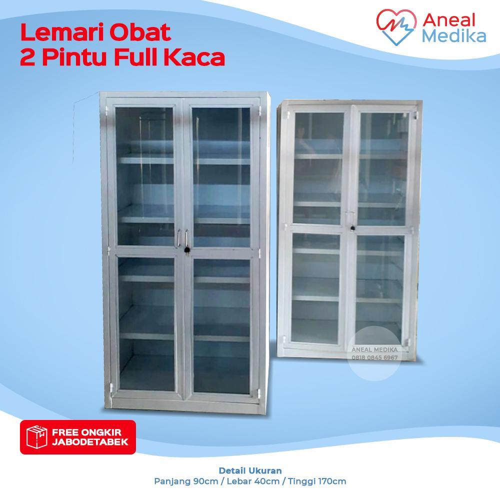 Lemari Obat 2 Pintu Full Kaca - Tempat Penyimpanan Obat