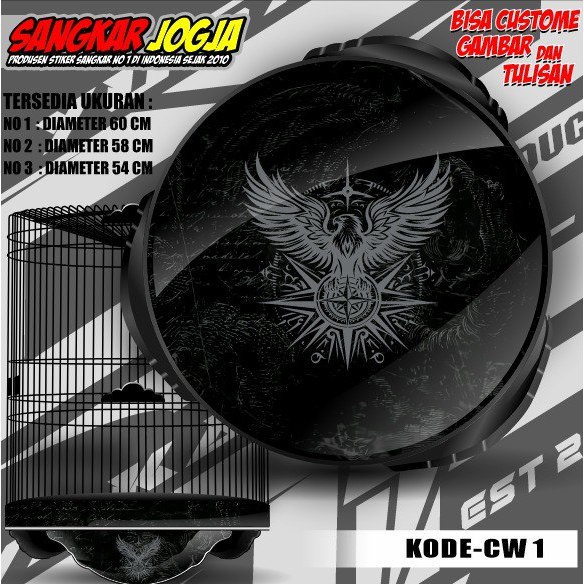 Stiker Decal Kandang Burung Bulat /Decal Sangkar Burung Bentuk Bulat motif Ready Stok Kode CW