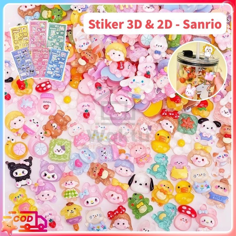 

【COD】Cute Cartoon DIY 3D&2D Sticker Kid Water Bottles Accessories Notebook Sticker Kuromi Melody Waterproof Aesthetic Aksesoris Menghias