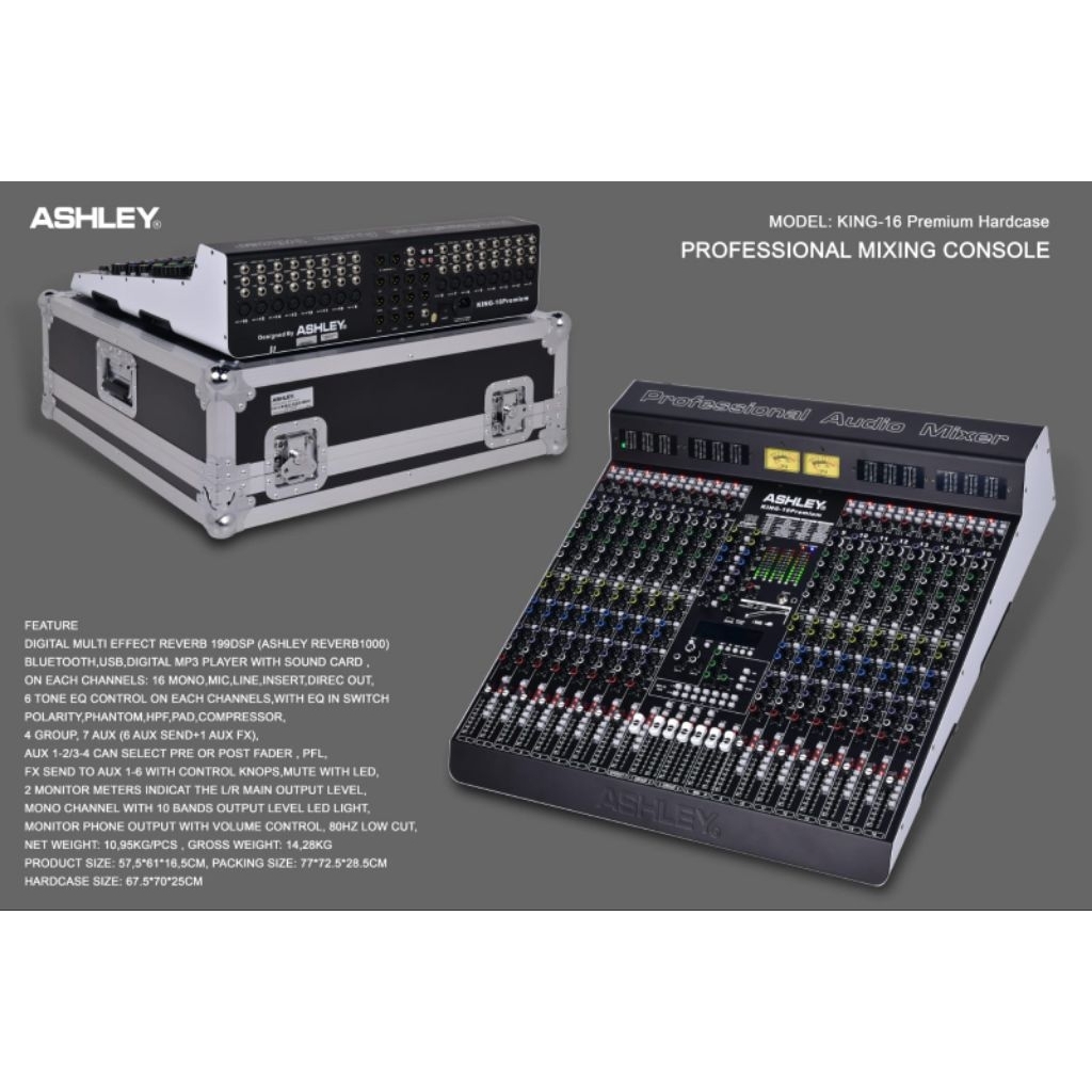 Mixer Ashley King 16 Premium King16 Premium Original 16CH Effect Ashley Reverb 1000