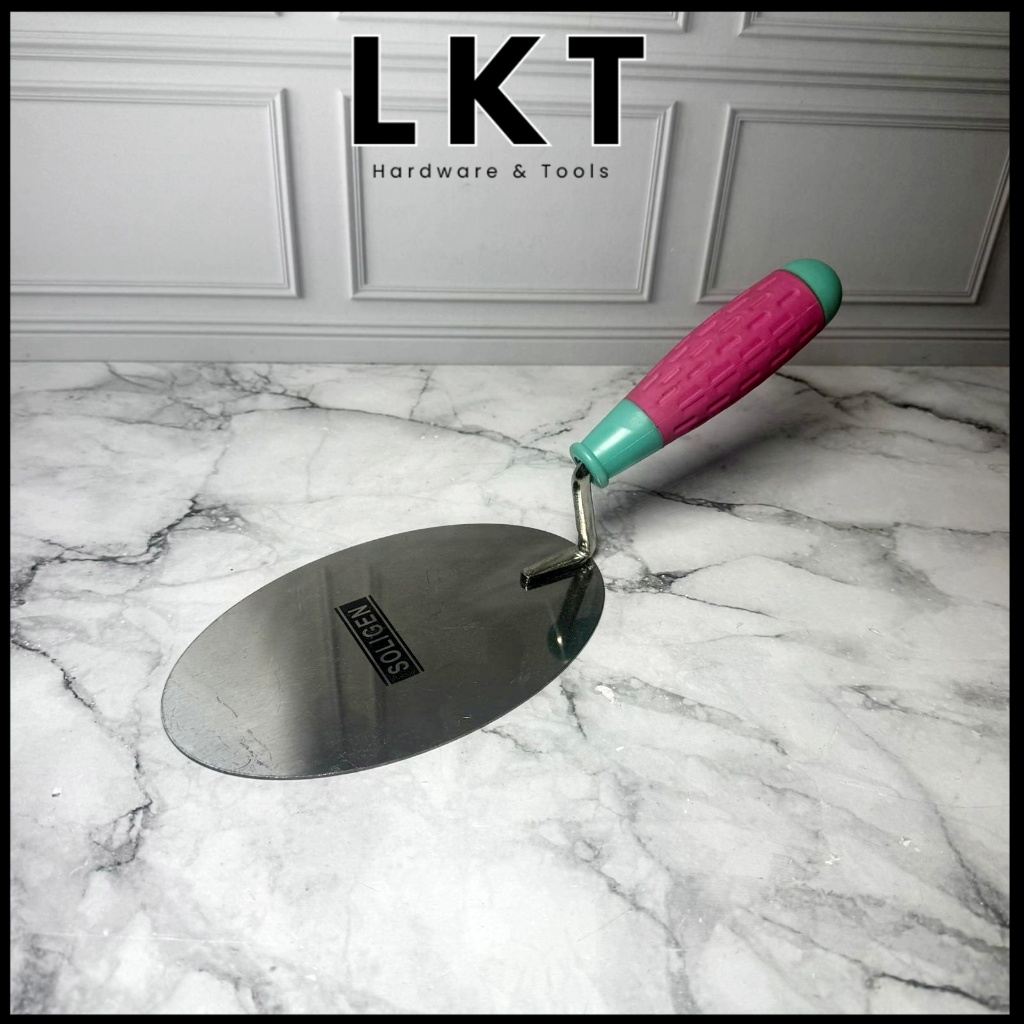 SOLIGEN Cetok Sendok Semen Gagang Karet 6 7 8 Inch Model Lancip / Bulat