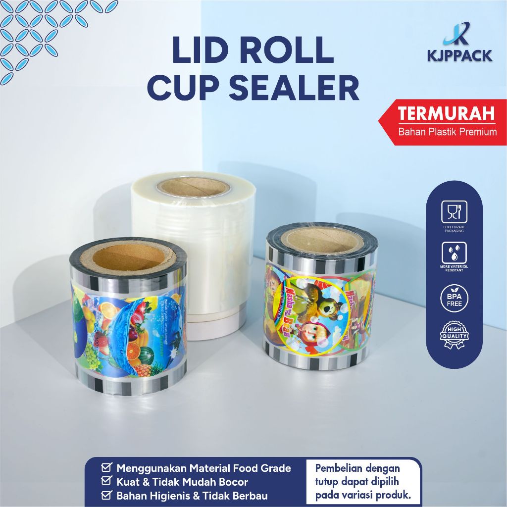 

KJPPACK Lid Sealer / Lid Roll Kartun & Buah 13x100cm – Plastik Seal Cup Tebal Mesin Press Gelas