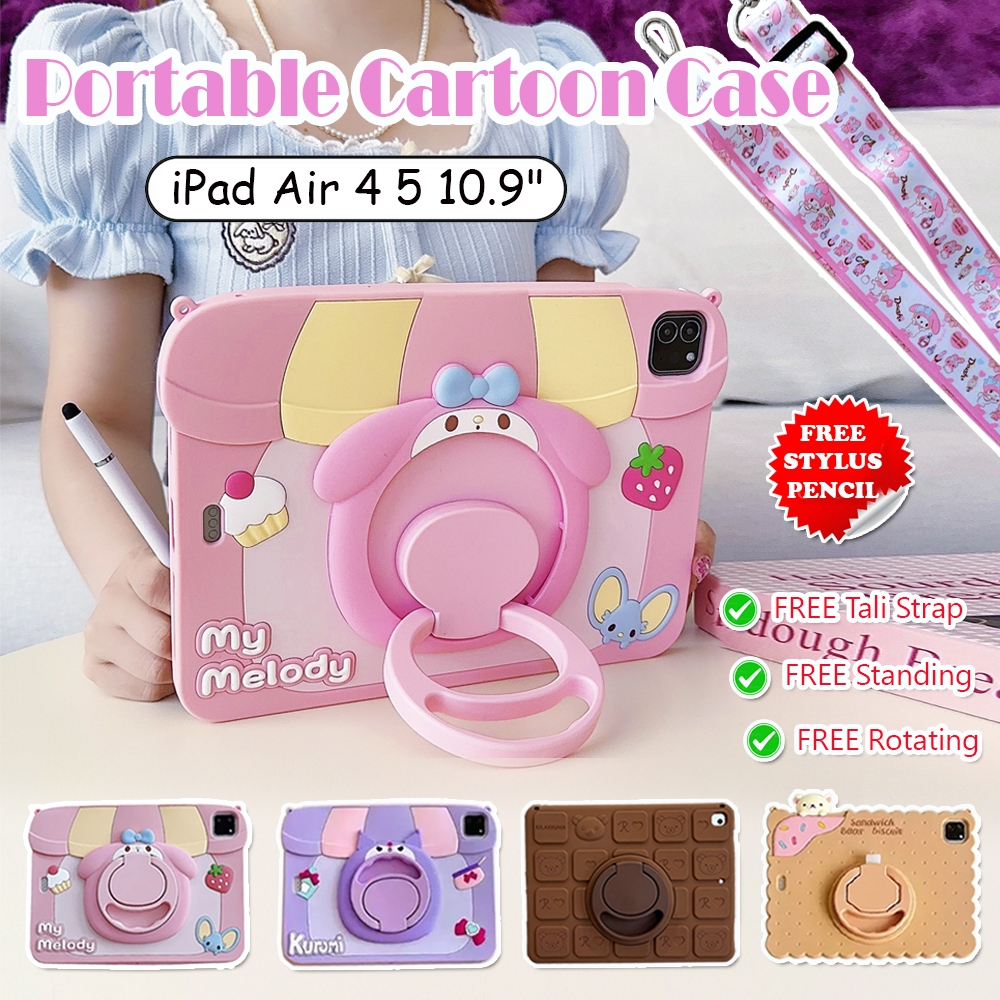 BONUS TALI  IPAD Air 4 5 10.9" 4th Gen 5th Gen 2020 2022 Portable Kids Softcase Silicone Silikon Ana