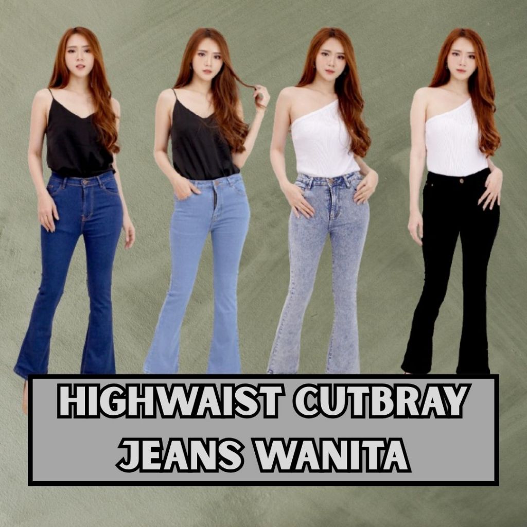 Highwaist Jeans Cutbray Premium Wanita Cutbray Jeans Wanita Celana Cutbray JUMBO Jeans Highwaist