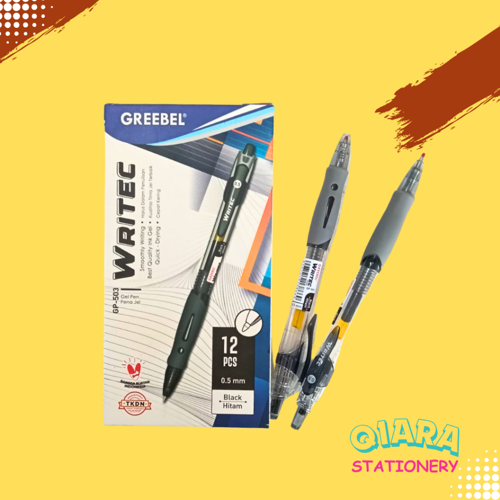 

1 Kotak Grebel Gel Pen GP-503 Writec 0,5mm - Isi 12 pcs (Hitam)