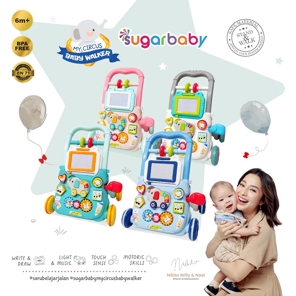 Sugar Baby My Circus Push Walker (Baby Walker)/ Mainan Dorong Bayi/Sugar Baby Mini Car Walker