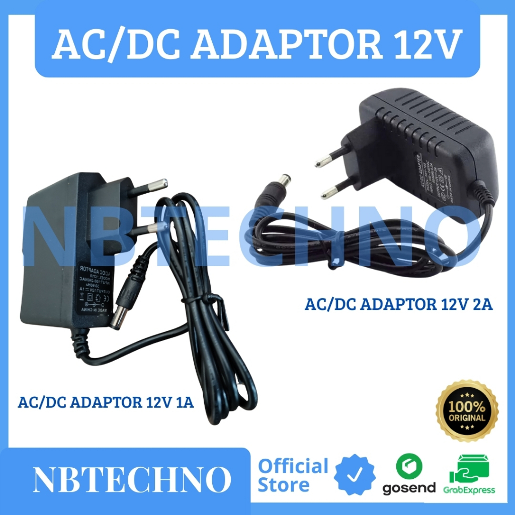 NBTECHNO Adaptor AC/DC 12V 2A Adaptor AC/DC 12V 1A