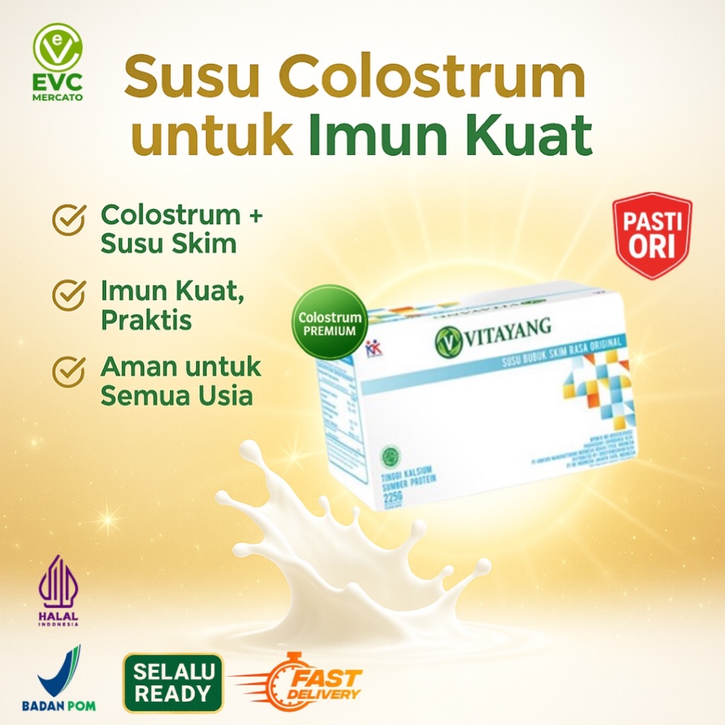 

Vitayang Susu Skim Bubuk (Colostrum) Imun tubuh kuat 1 box @ 15 Sachet BPOM HALAL