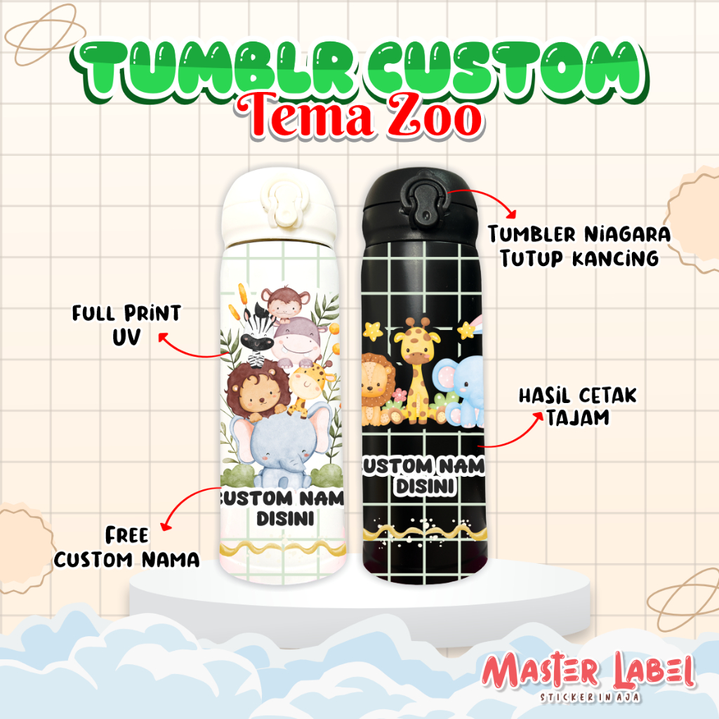 Tumblr custom nama Tumbler Custom botol minum custom kado unik souvenir unik TUMBLR NIAGARA Tema Zoo