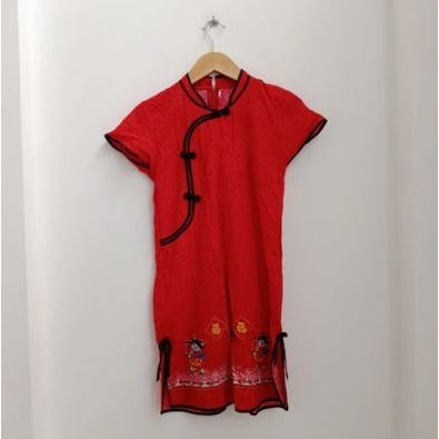 Atasan Wanita Dress Cheongsam Merah Dres Chinese Imlek Cina
