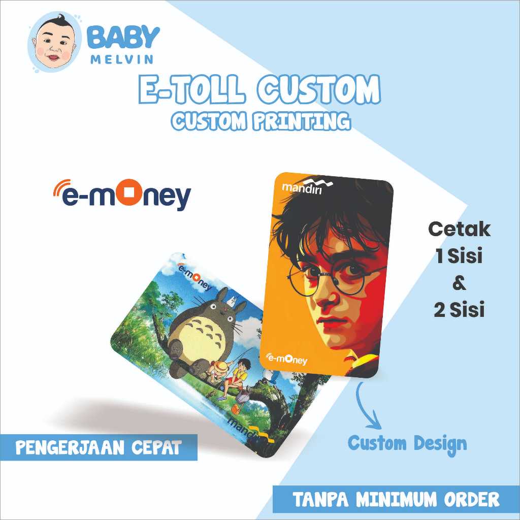 Baby Melvin  E-Toll Custom | Emoney Mandiri Custom Bebas Desain | Cetak Nama Logo Gambar Full Color 