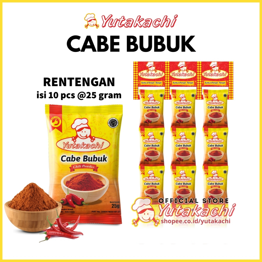 

[RENCENG] Cabe Bubuk Yutakachi (25gr x 10 pcs) Hot Chili Powder