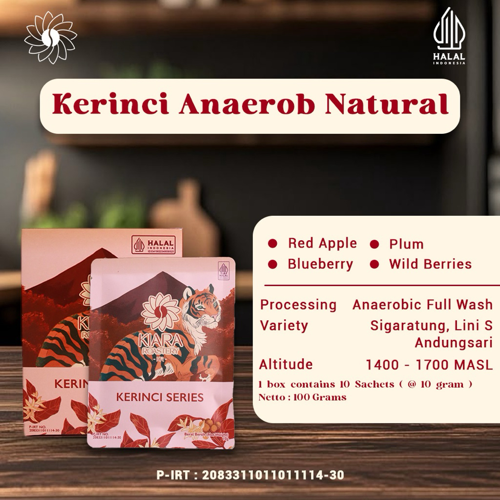 

Kerinci Anaerob Natural Drip Bag | Kopi 100% Full Arabica | Specialty Grade Coffee | Bubuk Kopi Langsung Seduh | Kiara Roastery