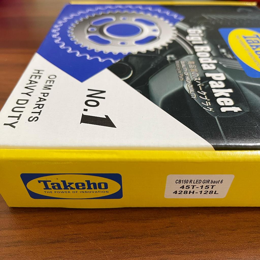 GEAR PAKET CB 150R LED GIR BAUT 6 (DEPAN + BELAKANG + RANTAI) MERK TAKEHO