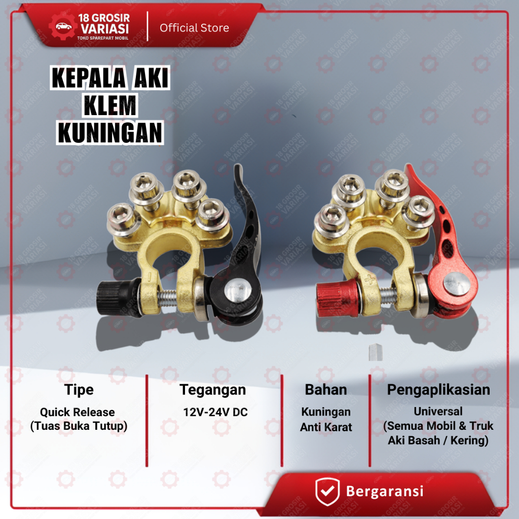 Kepala Aki Terminal Klem Kuningan Bahan Kuningan Tembaga Murni Klem Accu Klem Aki