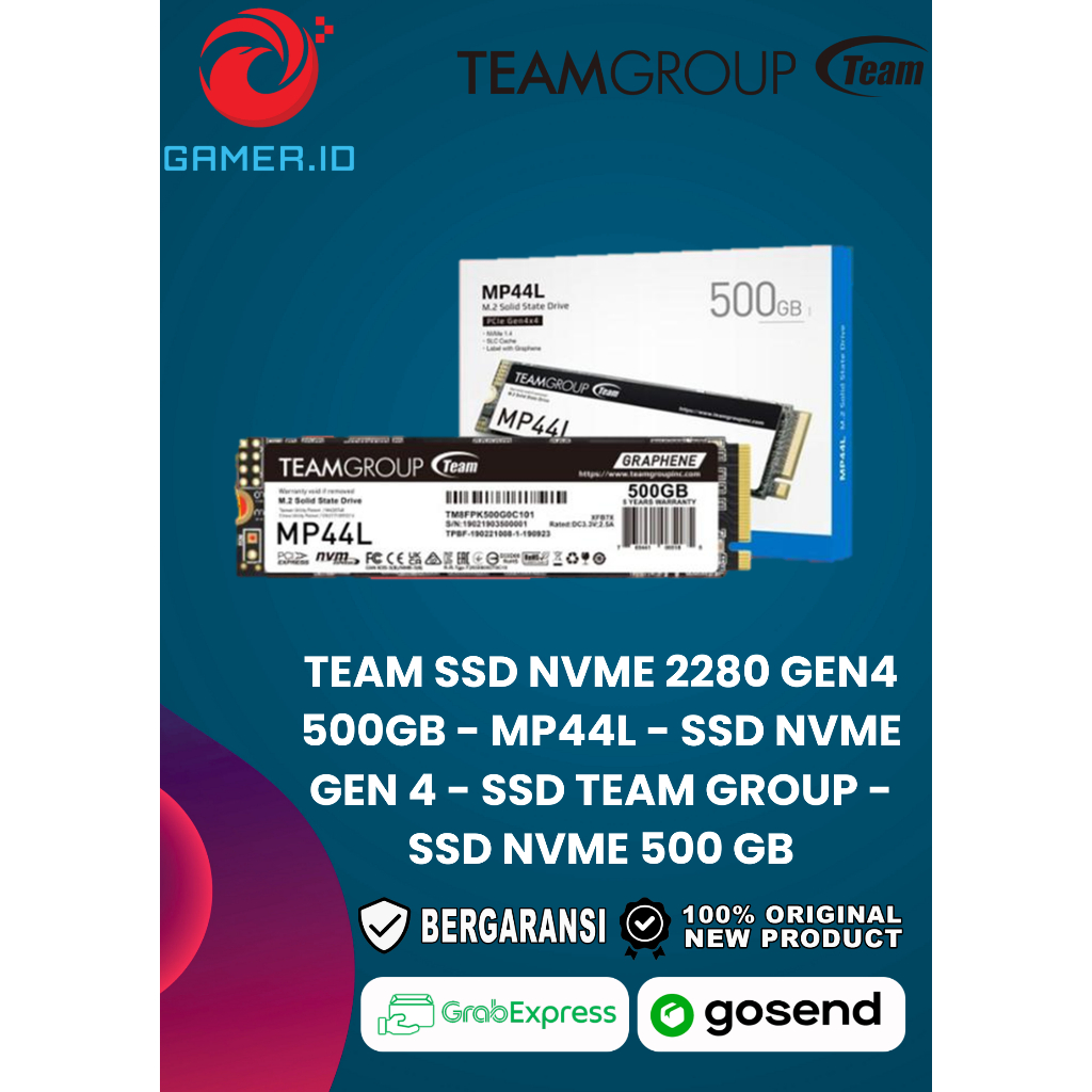 TEAM SSD NVME 2280 GEN4 500GB - MP44L - SSD NVME GEN 4 - SSD TEAM GROUP - SSD NVME 500 GB