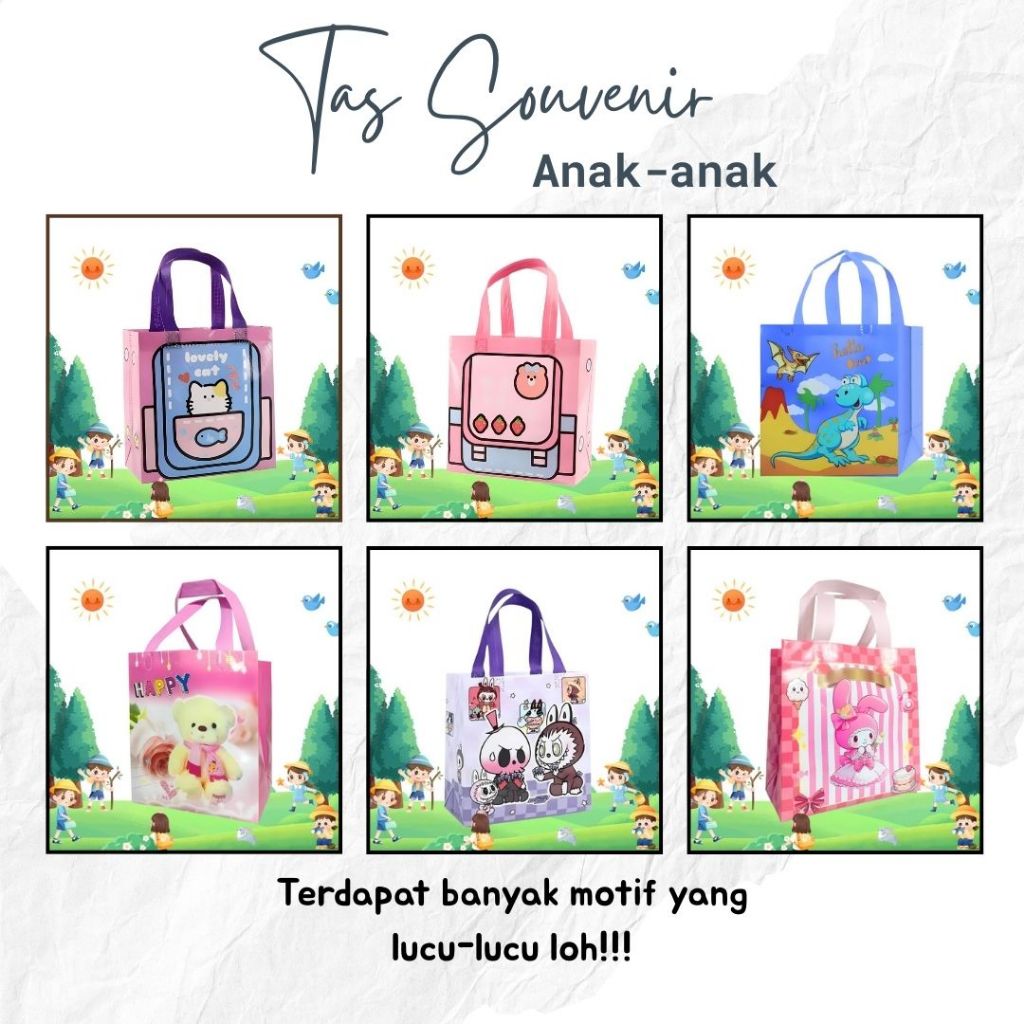 

Tas Ulang Tahun Anak"/tas bekal Tebal/Souvenir/Tas Hadiah Ultah/Goodiebag Motif Kartun/Tas termurah