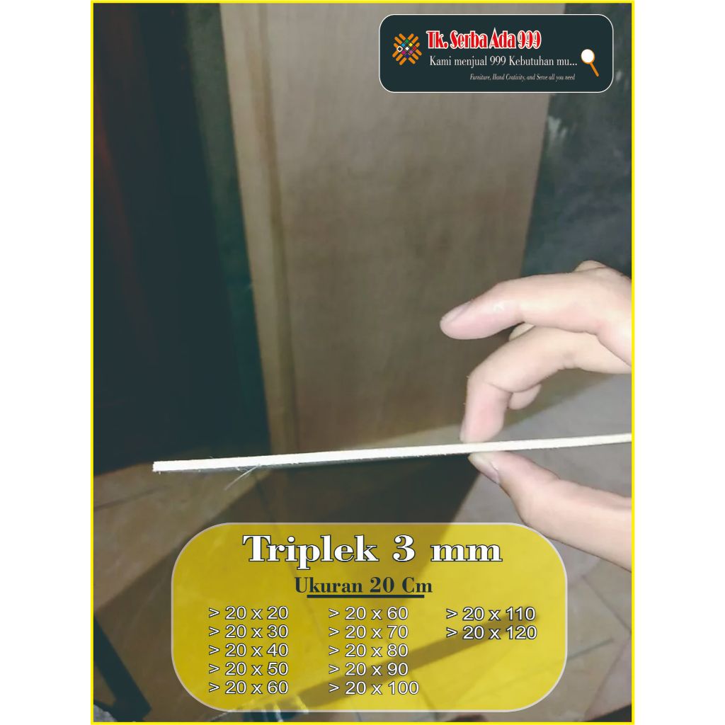 Triplek Custom Potongan Ketebalan 3 mm / Ply Wood / Multiplek / Triplek