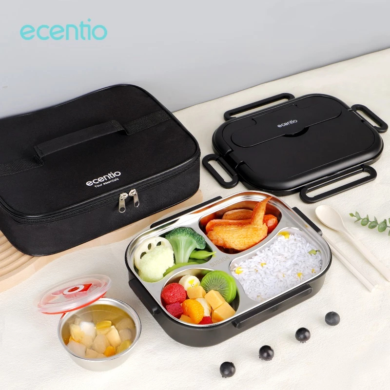 ECENTIO Tempat Makan 4 Grid Lunch Box Kotak Stainless Steel 304 1000ml / Lunch Box