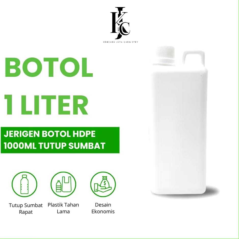 Botol 1 Liter  / Jerigen Botol HDPE 1000ml tutup sumbat / tutup dalam