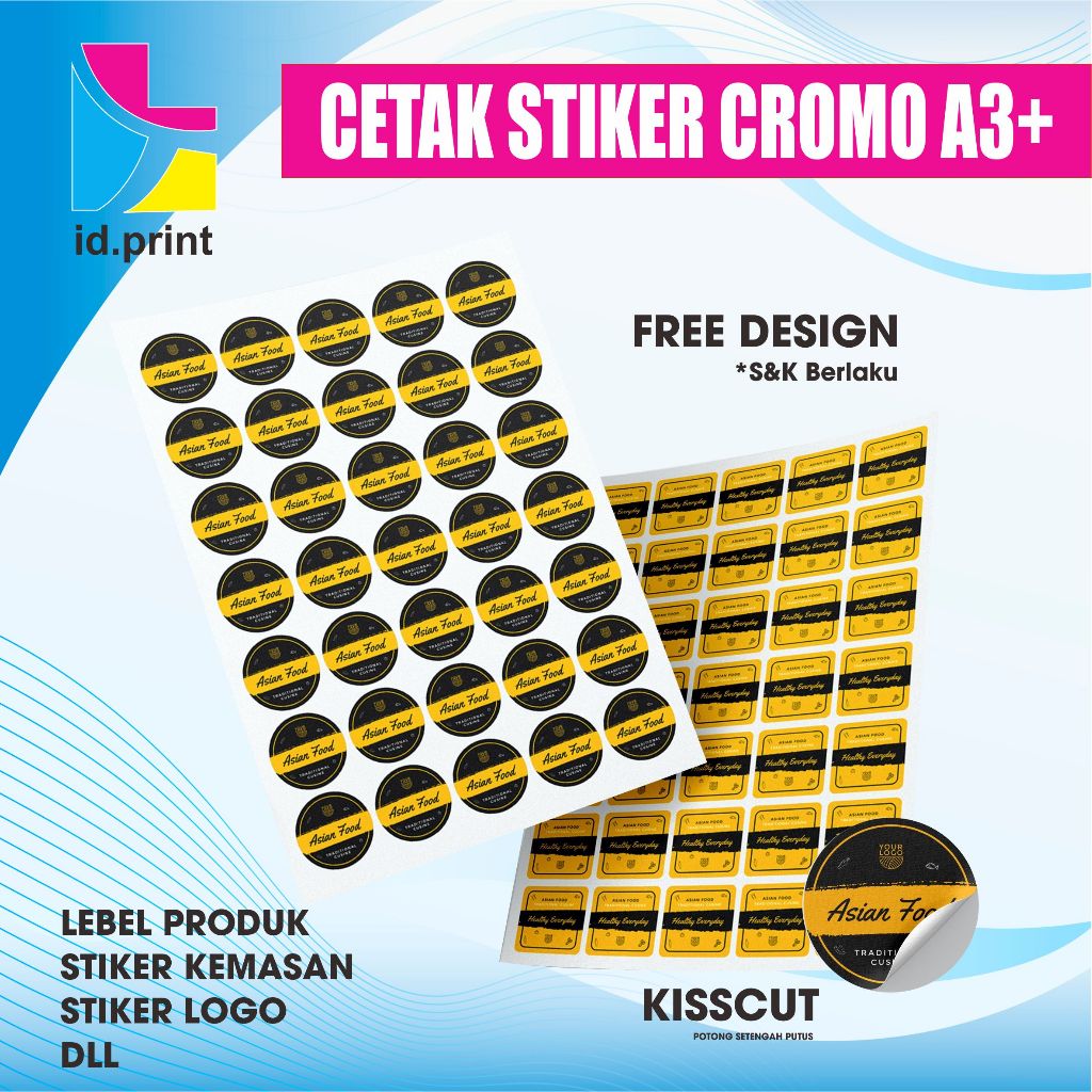 

Cetak Stiker Cromo A3+ Sehari Jadi (Print dan Cutting) Stiker label