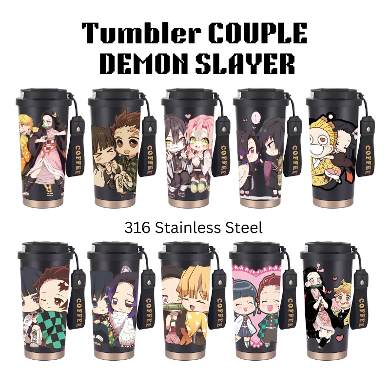 Tumbler Couple Demon Slayer Character Anime 500ml Stainless Steel 316 Portable Botol Minum Aesthetic